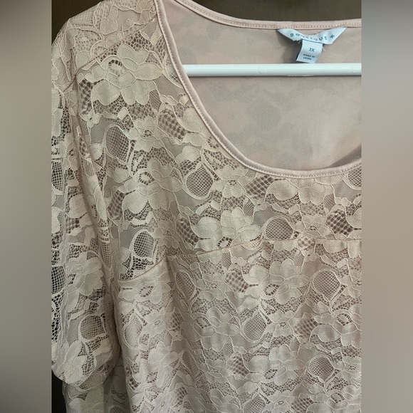 Plus size pale pink Lace Blush Top blouse - Picture 3 of 4